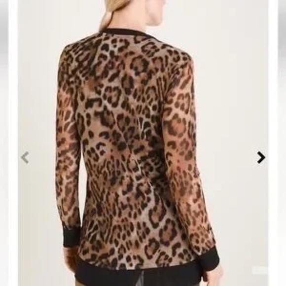Chico's Size 3 Brown Black Leopard Animal Print Sheer Cardigan Women's Size XL - Picture 5 of 14